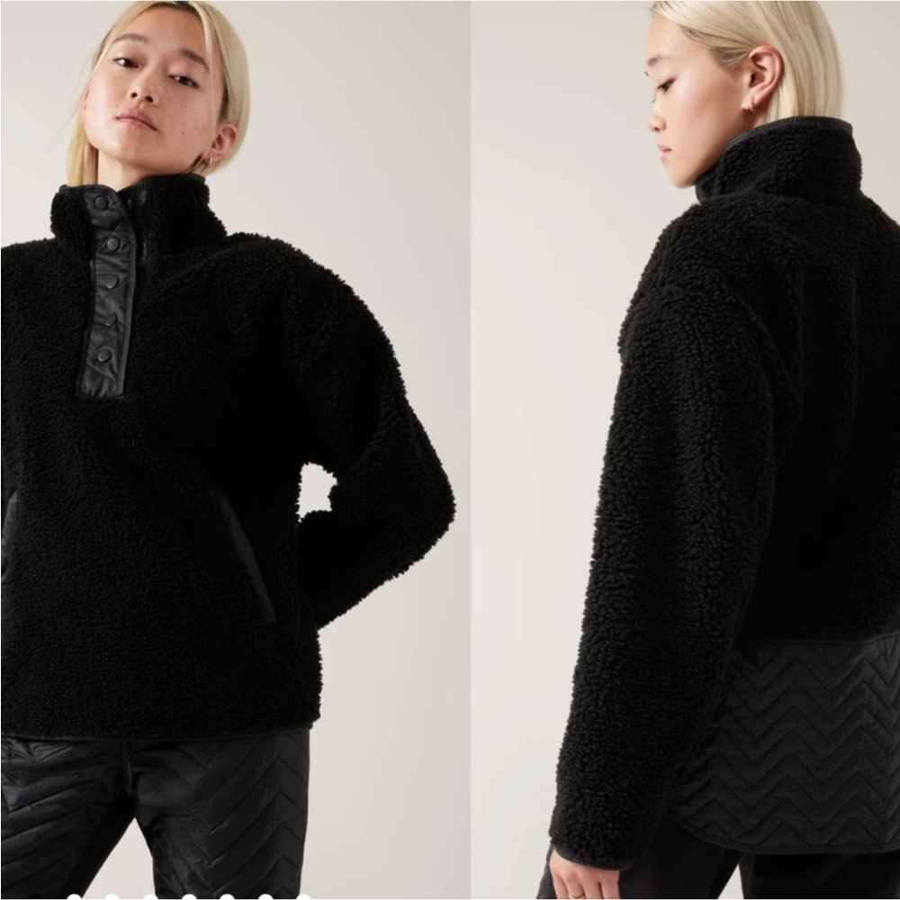 Athleta Cozy Sherpa Snap Sweatshirt